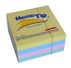 Nota Adhesiva Memotip 3x3 Cubo Pastel 400 hojas