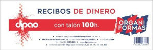 Recibo de Dinero Organiformas 100 hojas